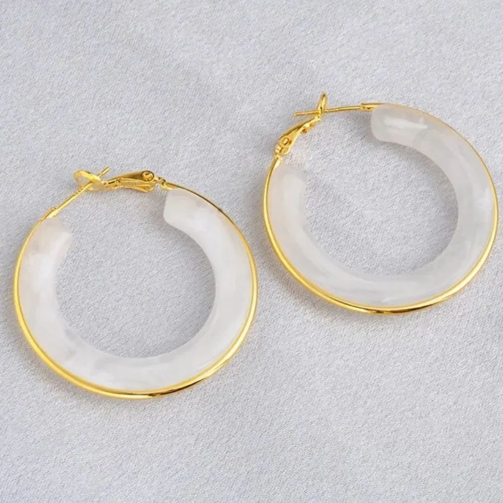 Bohemian white hoop earrings M4
